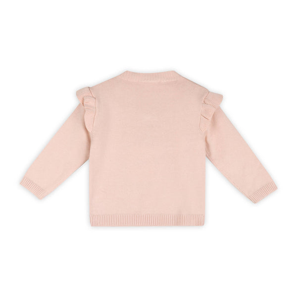 Cherry Bow Baby Pullover & Stripe Pants (Organic Cotton): Pink / Natural