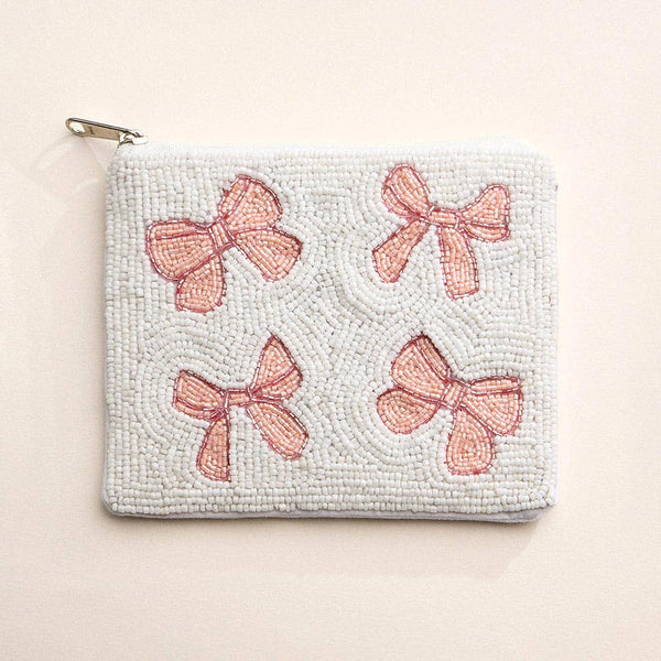 Bow Seed Beaded Mini Pouch Bag - Lulu Bella Boutique