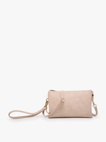 M013 Riley Monogrammable 3 Compartment Crossbody/Wristlet: Midnight Black - Lulu Bella Boutique