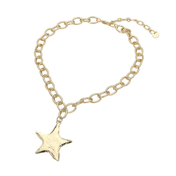 Metal Star Charm Pendant Chunky Chain Necklace