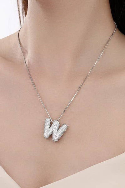 INITIAL PAVE RHINESTONE BUBBLE BALLOON NECKLACE | 80N751: N