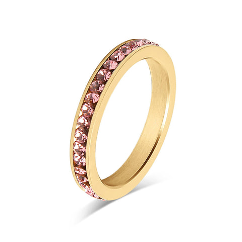 18K Gold PVD CZ Eternity Stainless Steel Ring: October / 7