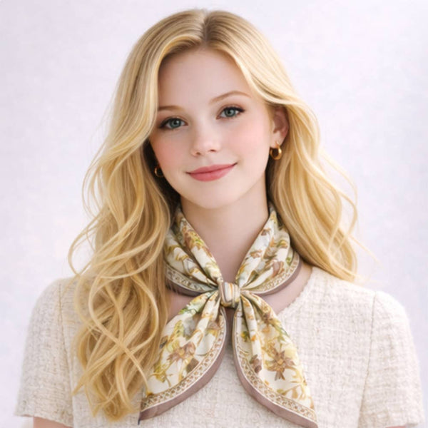 FLORAL PRINT SQUARE SCARF, WLQS 149: BLU - Lulu Bella Boutique