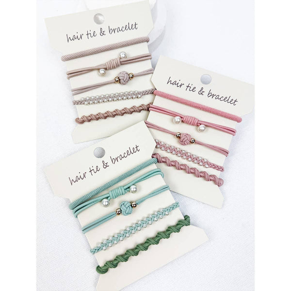 Boho Inspired Pearl Detail Hair Tie Bracelets: MIX COLOR / ONE(6) - Lulu Bella Boutique