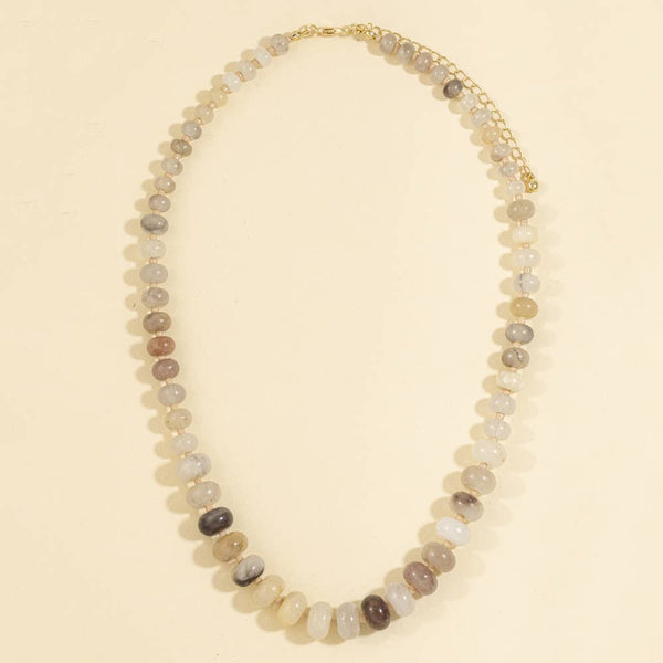 Rondelle Semi Precious Stone Beaded Necklace: LBRW