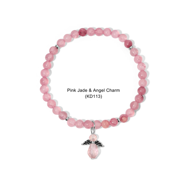 Kids Corded & Colorful Bracelets | Tie + Stretch: Pink Clay & Rose Quartz Rock Chip (KD107) - Lulu Bella Boutique