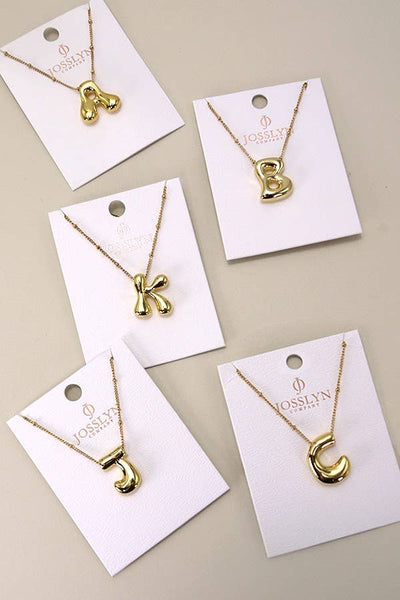 STAINLESS STEEL BALLOON BUBBLE INITIAL NECKLACE | 40NK316: F