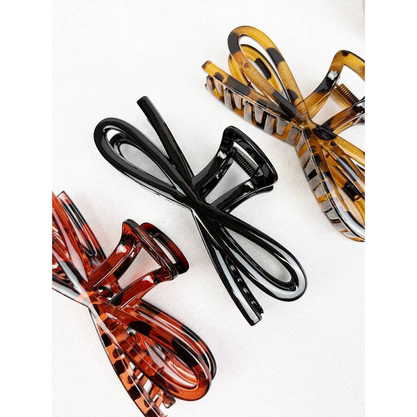 Leopard Jumbo Knotted Bow Hair Clip Claw: MIX COLOR / ONE(12)