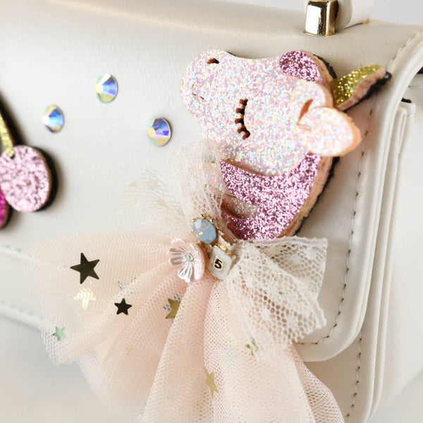 B1302 Unicorn & Cherry Applique Purse (6 Colors): Fuchsia