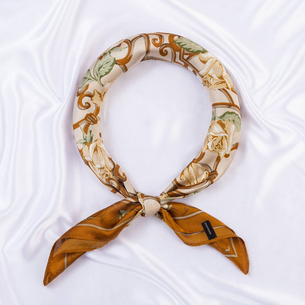FLOWER SILKY BANDANA NECK SCARF, DS 31161: ORN - Lulu Bella Boutique