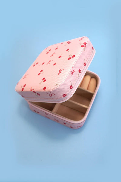 DESIGNED JEWELRY ORGANIZER TRAVEL BOX CASE | 40P552: CHERRY BOW PINK - Lulu Bella Boutique