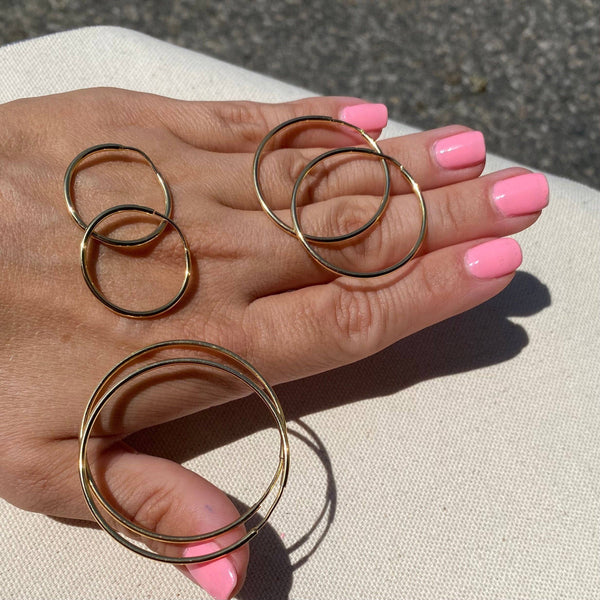 18k Gold Filled Endless Hoop Earrings Gold Hoops 20mm, 30mm,: Hoop 50mm - Lulu Bella Boutique