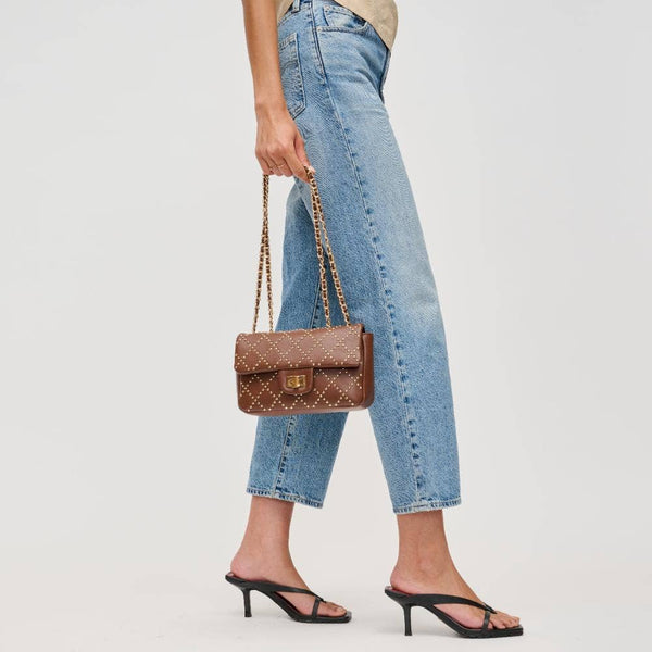 Avery Studded Crossbody: Chocolate - Lulu Bella Boutique