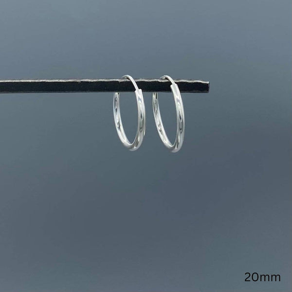 2mm Sterling Silver Endless Hoops: 16mm - Lulu Bella Boutique