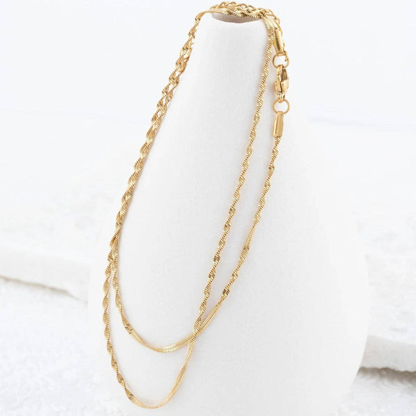 14K Gold Filled Plus™ Singapore Chain Necklace: Gold / 16"+2"