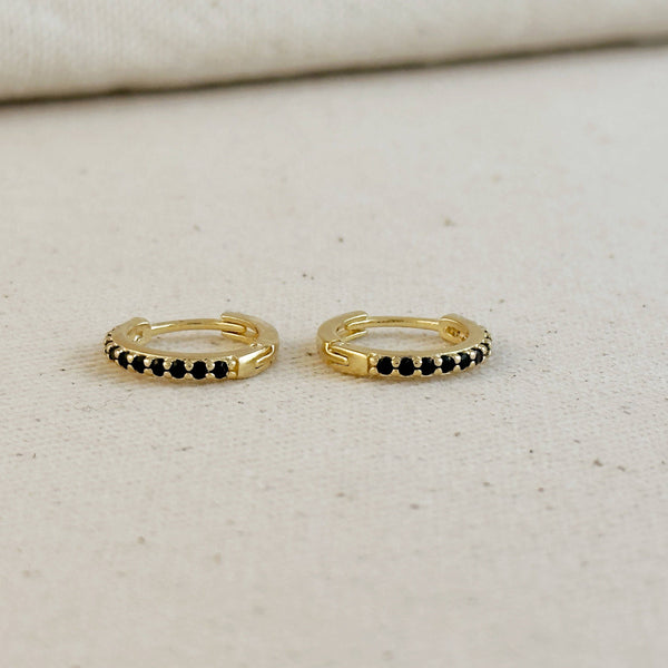 18k Gold Filled Colored CZ Hoop Earrings: Emerald - Lulu Bella Boutique