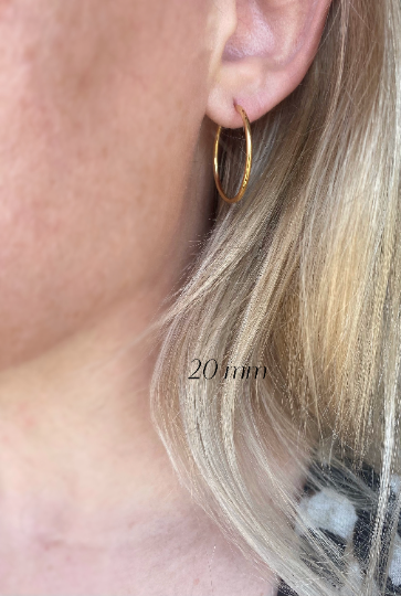 18k Gold Filled Endless Hoop Earrings Gold Hoops 20mm, 30mm,: Hoop 50mm - Lulu Bella Boutique