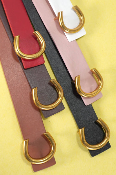 FAUX LEATHER GOLD HORSESHOE BELTS | 40BT642: Black