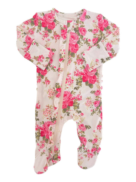 2-Way Zip Ruffle Footie, Country Daydream