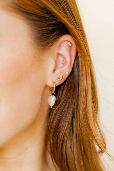 Screwback Stud Earrings - Payton Pearl White 3mm