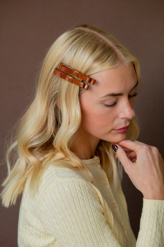 Shiny Leather Clips 2-pack