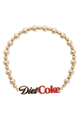 Diet Coke Logo Stretch Bracelet in Black/Red/Shiny Gold - Lulu Bella Boutique