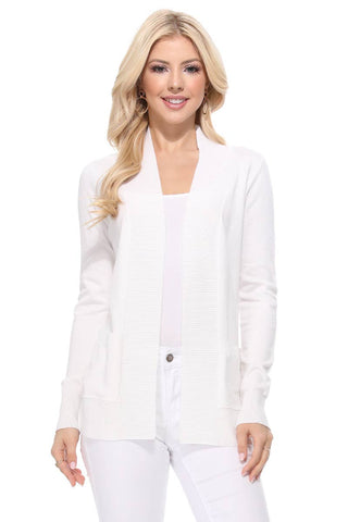 Long Sleeve Open Front Knit Shrug w/ Pocket Cardigan