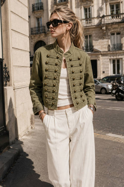 Olive Washed Cropped Jacket