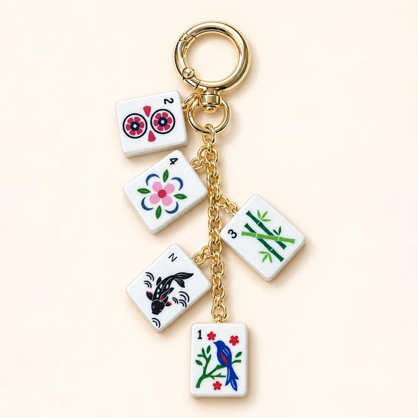 Mahjong Tile Drop Keychain Bag Charm: Multi - Lulu Bella Boutique