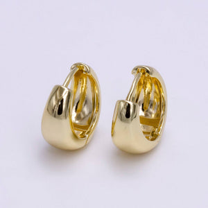 14K Gold Filled 15mm Dome Minimalist Huggie Earrings | AE783