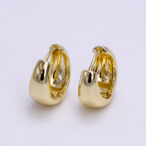 14K Gold Filled 15mm Dome Minimalist Huggie Earrings | AE783