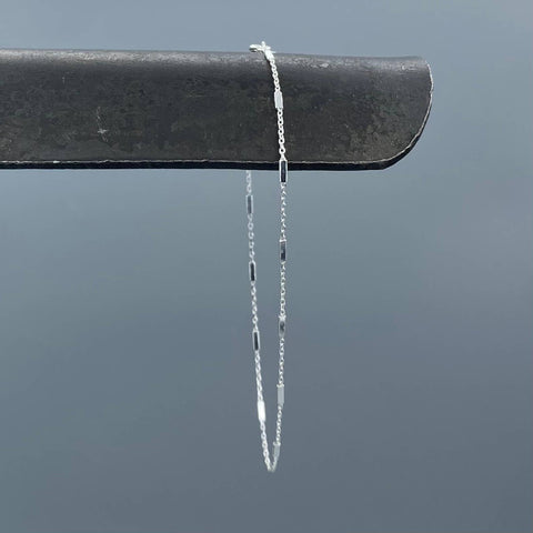 Dainty Silver Bar Link Anklet: Sterling Silver