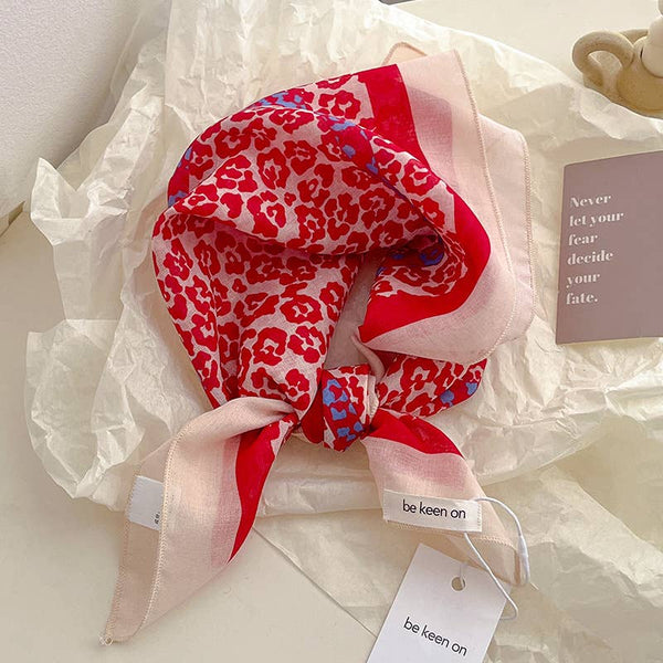 Red Passion Floral Bandana Square scarf - Lulu Bella Boutique