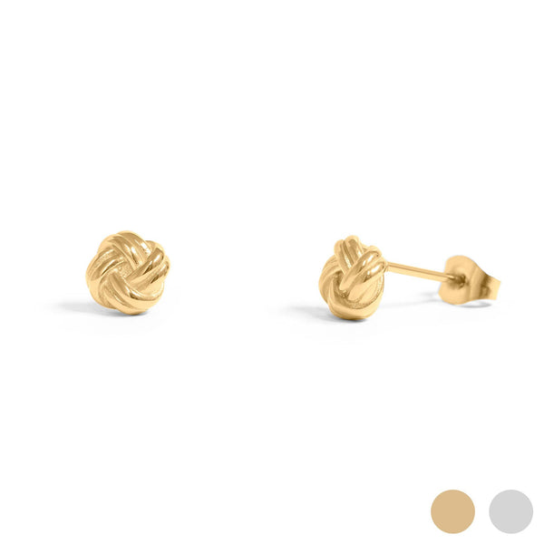 18K Gold PVD Stainless Steel Knot Stud Earrings: Gold - Lulu Bella Boutique