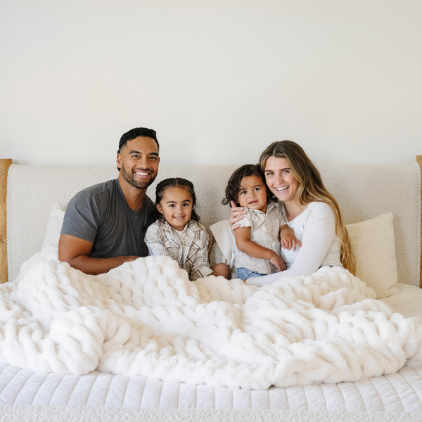 DOUBLE RUCHED FAUX FUR XL THROW BLANKETS: Flax - Lulu Bella Boutique
