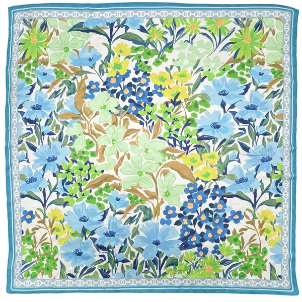 FLORAL PRINT SQUARE SCARF, WLQS 149: BLU - Lulu Bella Boutique