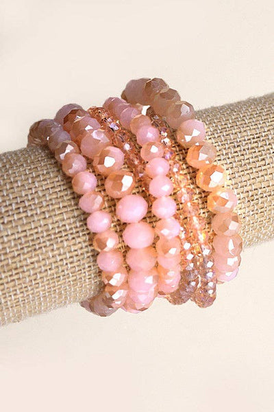GLASS BEADED STRETCH BRACELET SET | 51B3032706: LAVENDER - Lulu Bella Boutique