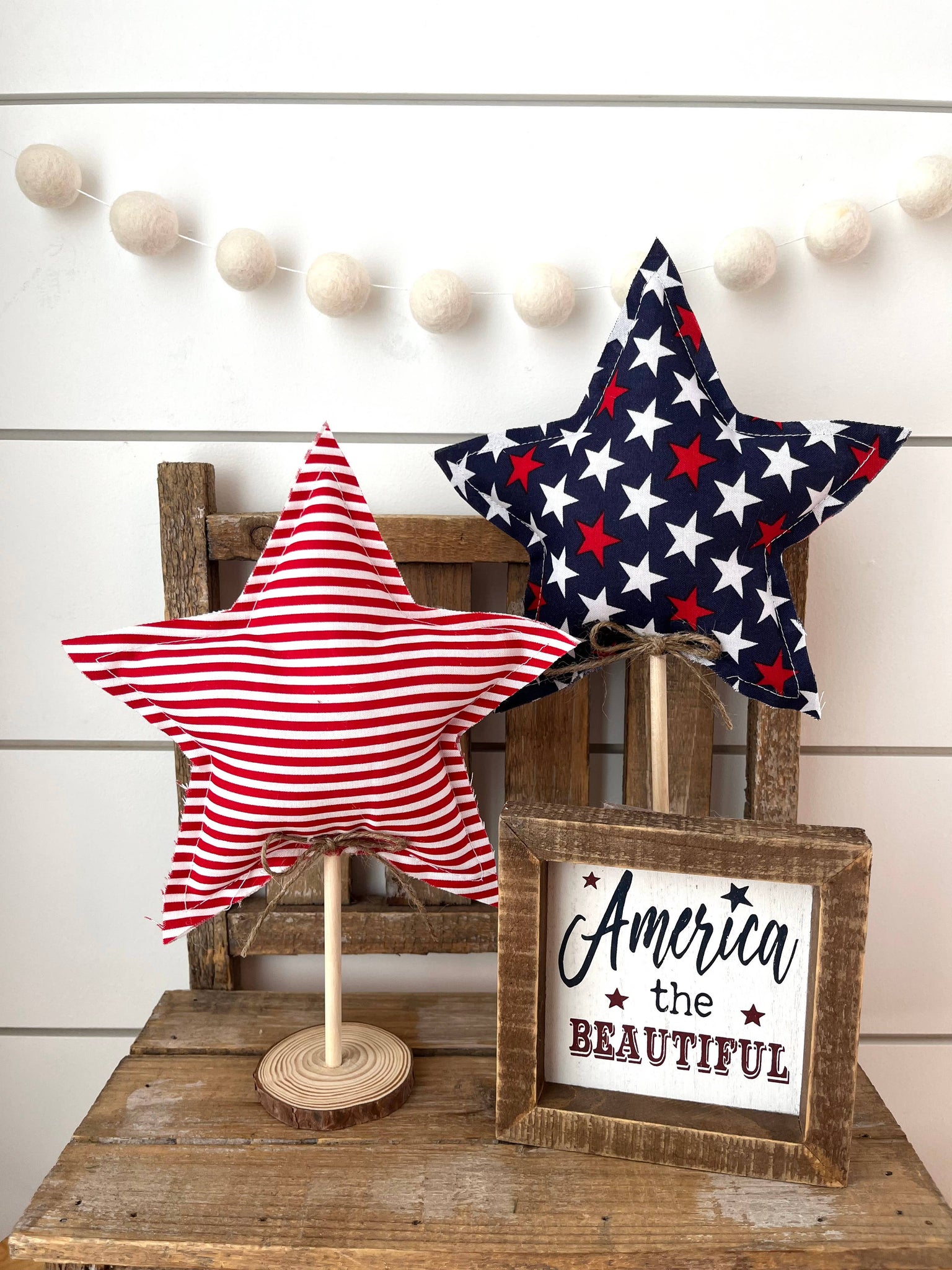 2pc. Rustic 4th of July Star Set - Large Star - Lulu Bella Boutique
