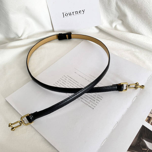 WAIST-HUGGING VINTAGE MATTE THIN BELT_CWABE0647: Brown / (OS) 2 - Lulu Bella Boutique