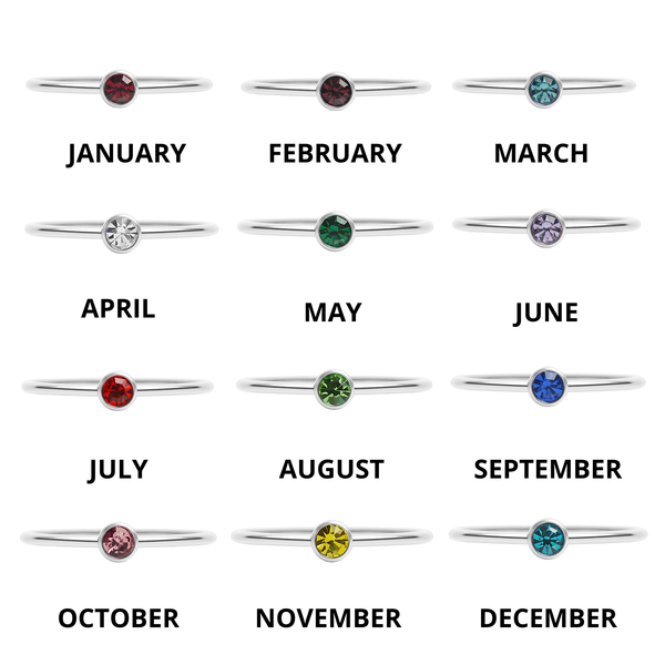 Stainless Steel Birthstone Stacking Ring: January / 4
