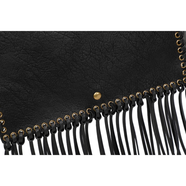 Lacey Fringe Messenger in Black