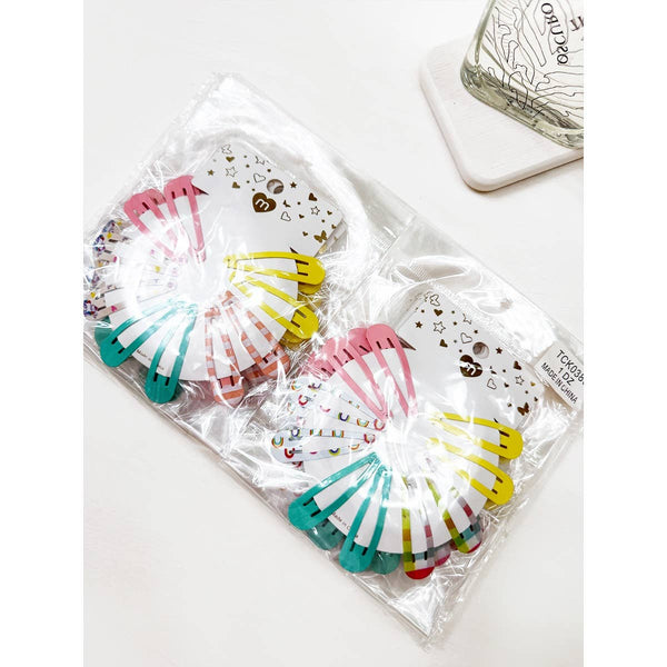 Variety Prints and Solid Mixed Snap Clip Set: MIX COLOR / ONE(12) - Lulu Bella Boutique