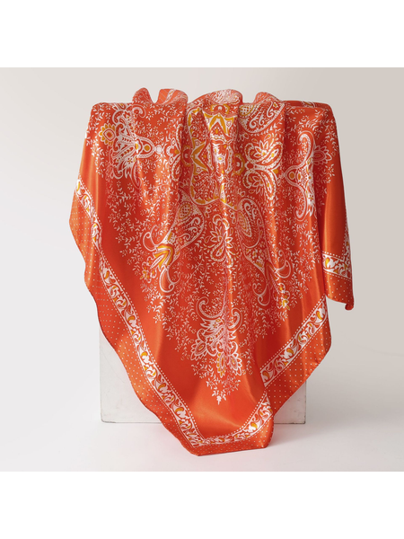 Paisley Print Square Scarf: Black