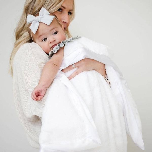 SATIN BORDER RECEIVING BLANKETS: Gray - Lulu Bella Boutique