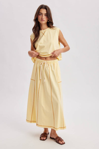 MUSCLE TANK AND SKIRT SET / WL25-12220: DAISY / S - Lulu Bella Boutique