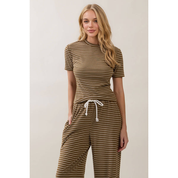 Everyday Ease Striped Lounge Set: Olive