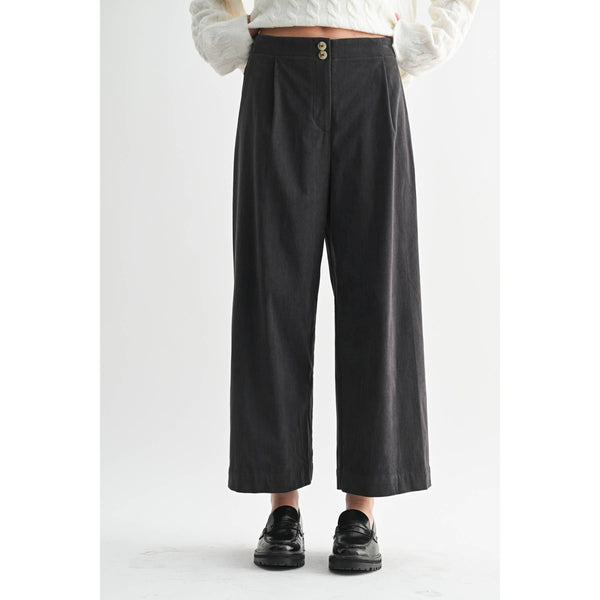 CORDUROY WIDE LEG PANTS: Charcoal - Lulu Bella Boutique