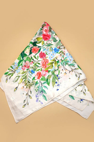 LARGE FLORAL PRINT BANDANA SCA: White