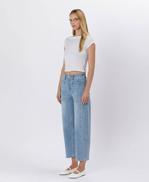 SUPER HIGH RISE ELASTIC BAND BARREL JEANS F5831: ACCOMPLISHMENTS / 24 - Lulu Bella Boutique