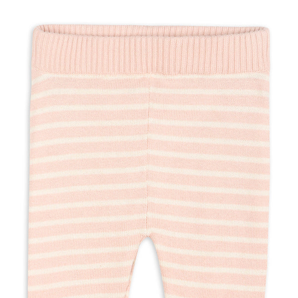 Cherry Bow Baby Pullover & Stripe Pants (Organic Cotton): Pink / Natural